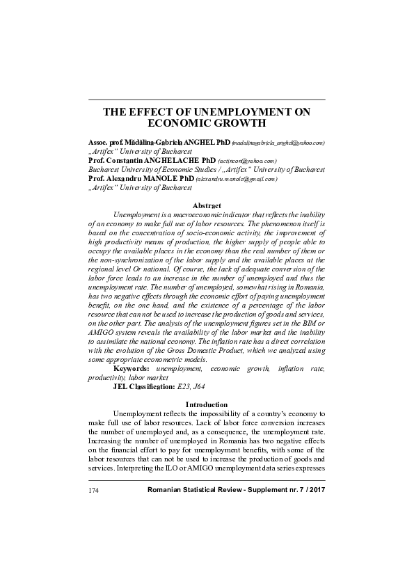 (PDF) The Effect Of Unemployment On Economic Growth