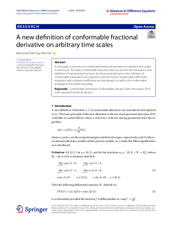 (PDF) A new definition of conformable fractional derivative on ...