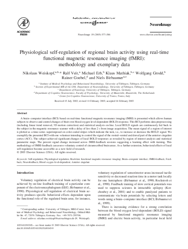 (PDF) Physiological self-regulation of regional brain activity using ...