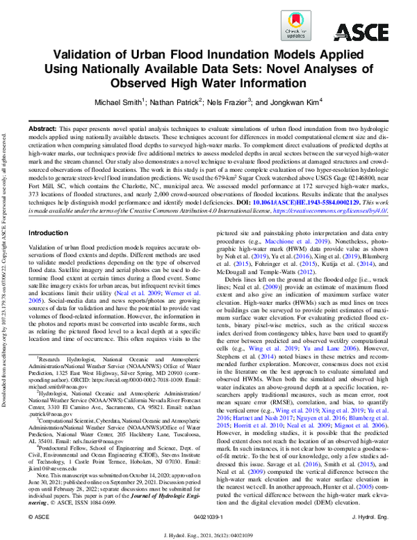 (PDF) Validation of Urban Flood Inundation Models Applied Using ...