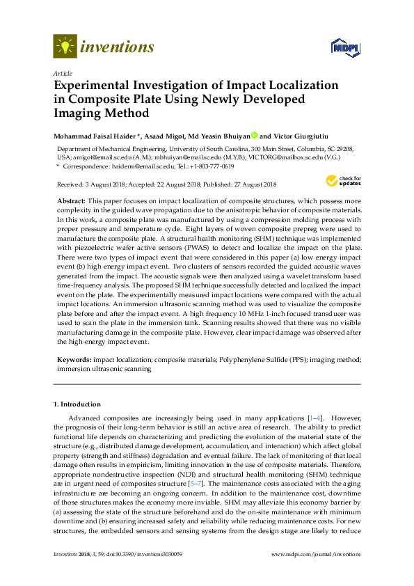 (PDF) Experimental Investigation of Impact Detection and Damage Extent ...