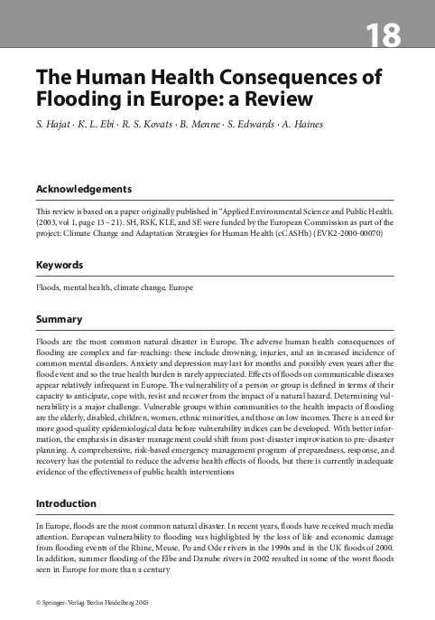 (PDF) The human health consequences of flooding in Europe and the ...