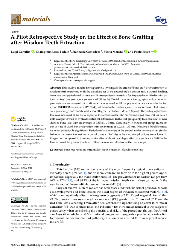(PDF) A Pilot Retrospective Study on the Effect of Bone Grafting after ...