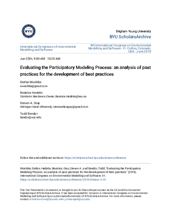 (PDF) Evaluating the Participatory Modeling Process: an analysis of ...