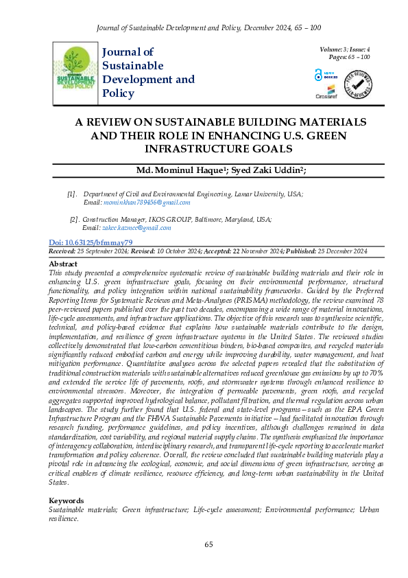 (PDF) A REVIEW ON SUSTAINABLE BUILDING MATERIALS AND THEIR ROLE IN ...