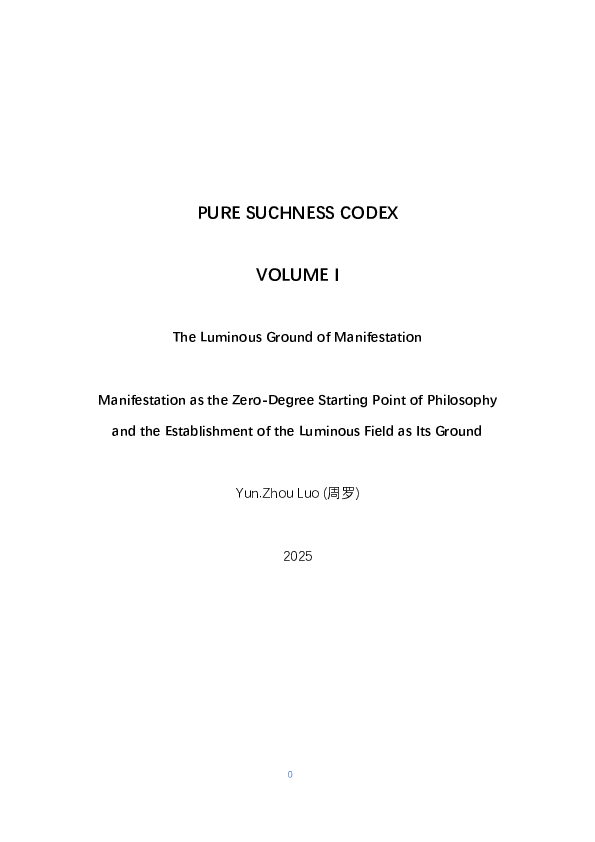 (PDF) Pure Suchness Codex Volume I The Luminous Ground of Manifestation