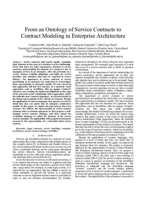 (PDF) From an Ontology of Service Contracts to Contract Modeling in ...