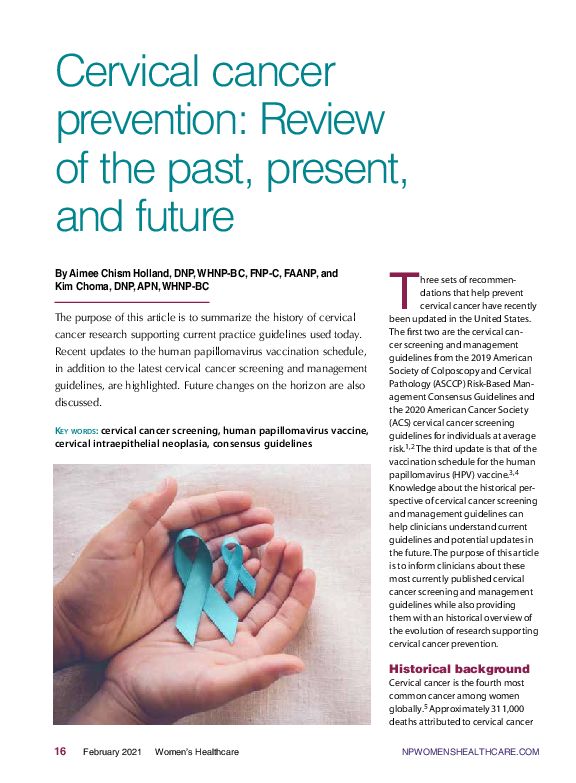 (PDF) Cervical cancer prevention: Review of the past, present, and future