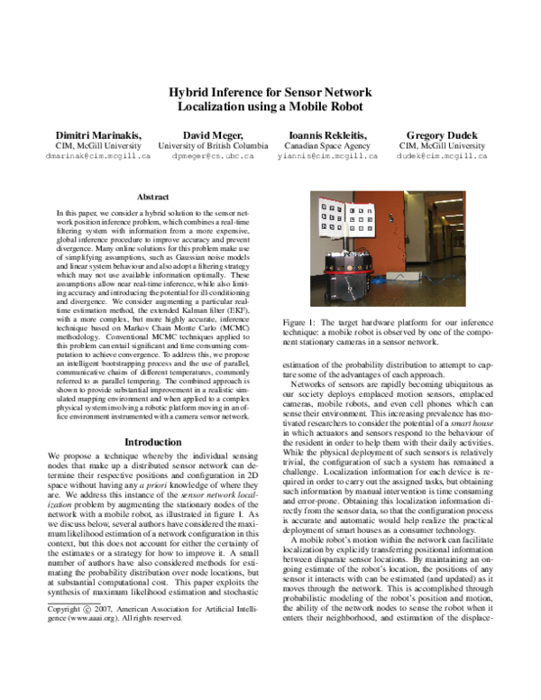 (PDF) Hybrid inference for sensor network localization using a mobile robot