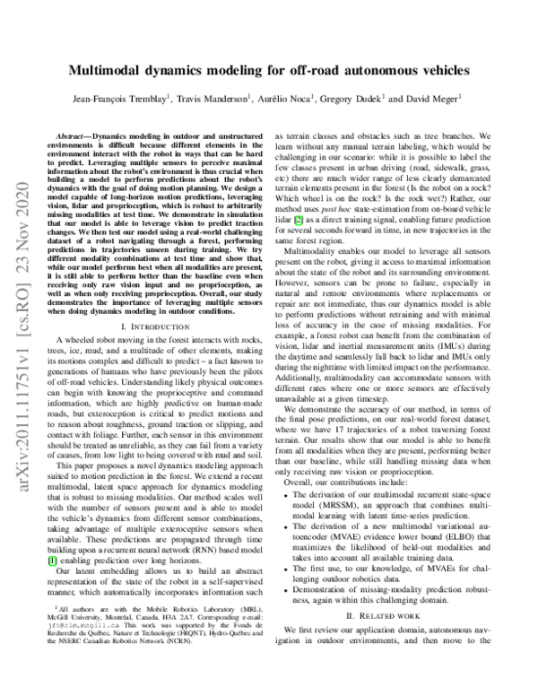 (PDF) Multimodal dynamics modeling for off-road autonomous vehicles