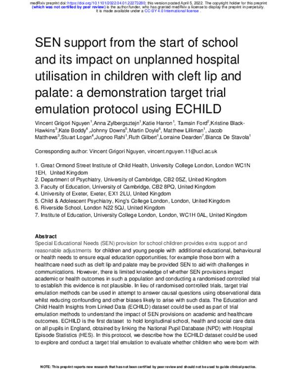 (PDF) SEN support from the start of school and its impact on unplanned ...