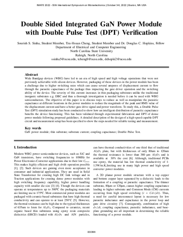 (PDF) Double Sided Integrated GaN Power Module with Double Pulse Test ...