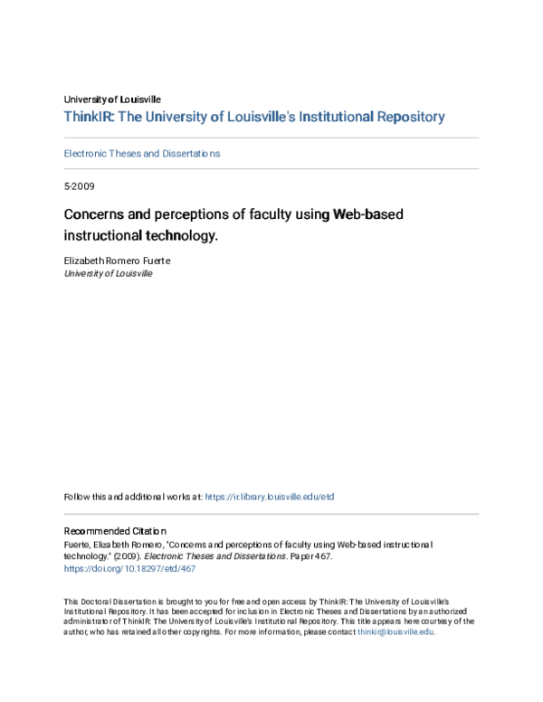 (PDF) Concerns and perceptions of faculty using Web-based instructional ...