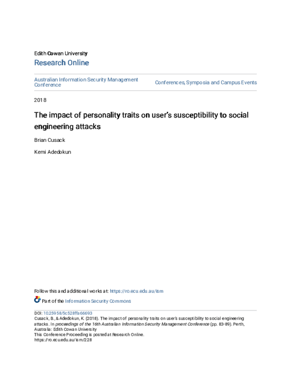(PDF) The impact of personality traits on user’s susceptibility to ...