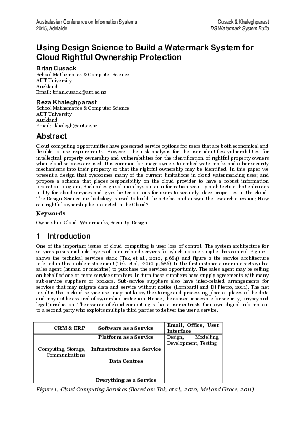 (PDF) Using Design Science to build a Watermark System for Righful ...