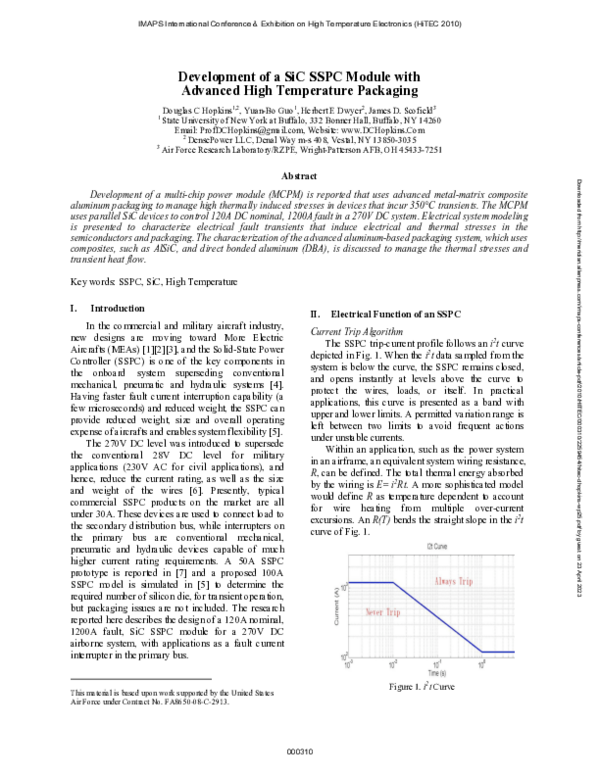 (PDF) Development of a SiC SSPC Module with Advanced High Temperature ...