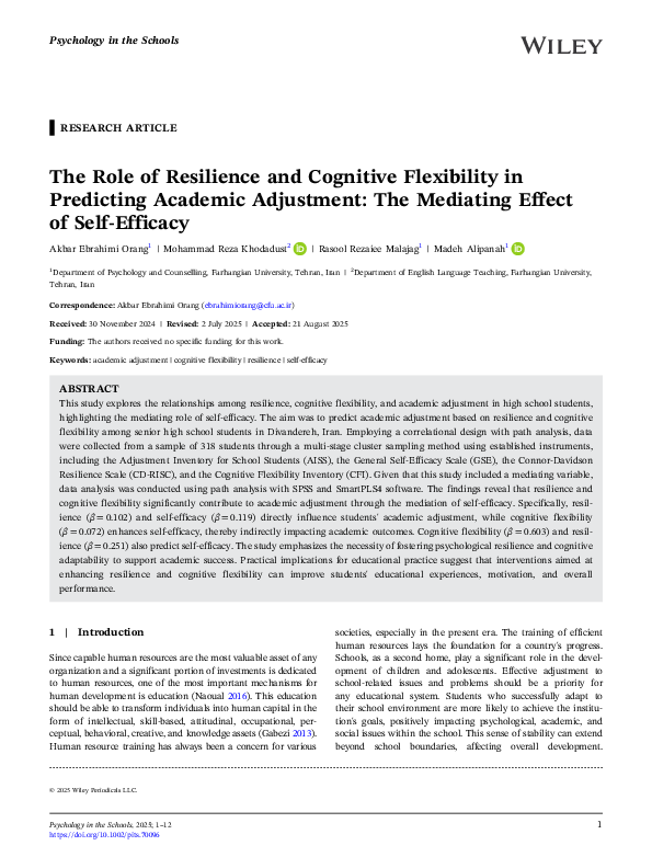 (PDF) The Role of Resilience and Cognitive Flexibility in Predicting ...