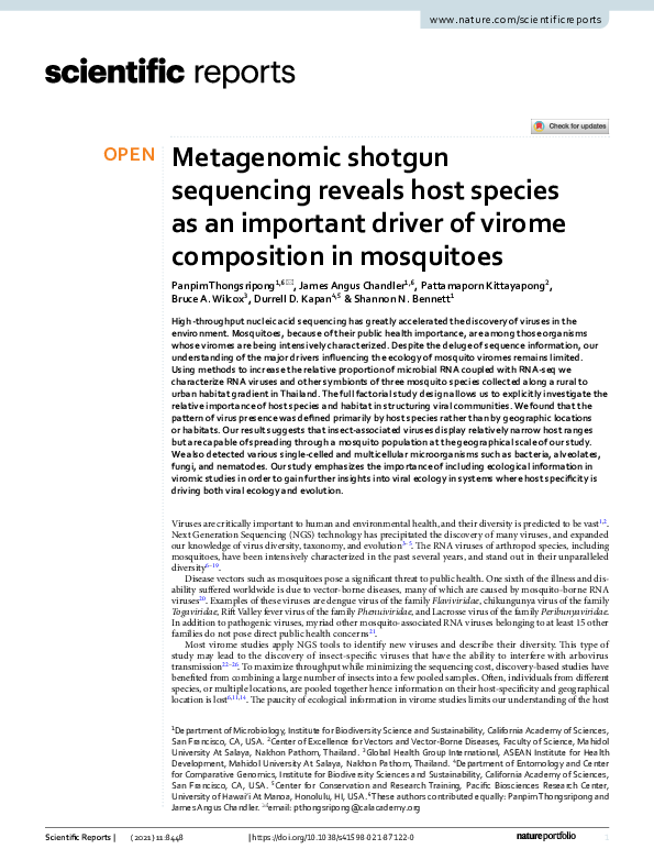 (PDF) Metagenomic shotgun sequencing reveals host species as an ...
