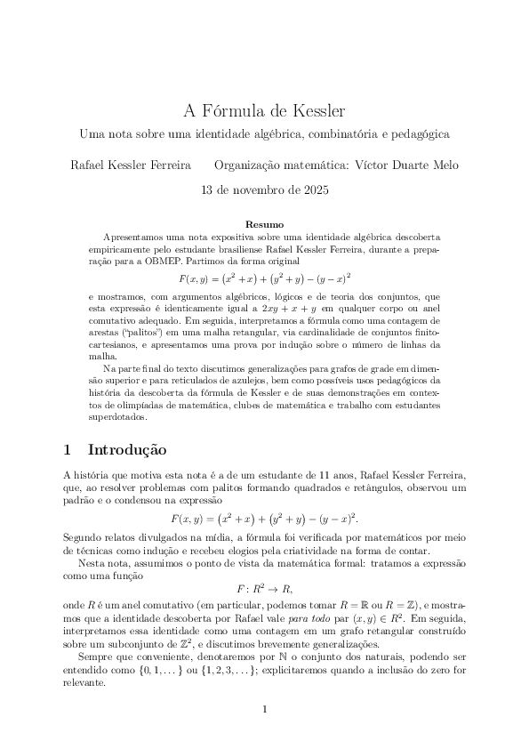 (PDF) A Fórmula de Kessler Uma nota sobre uma identidade algébrica ...