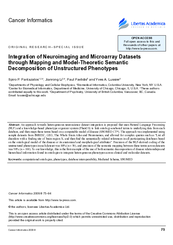 (PDF) Integration of Neuroimaging and Microarray Datasets through ...