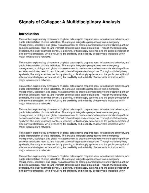 (PDF) “Signals of Collapse: A Multidisciplinary Analysis of Global ...
