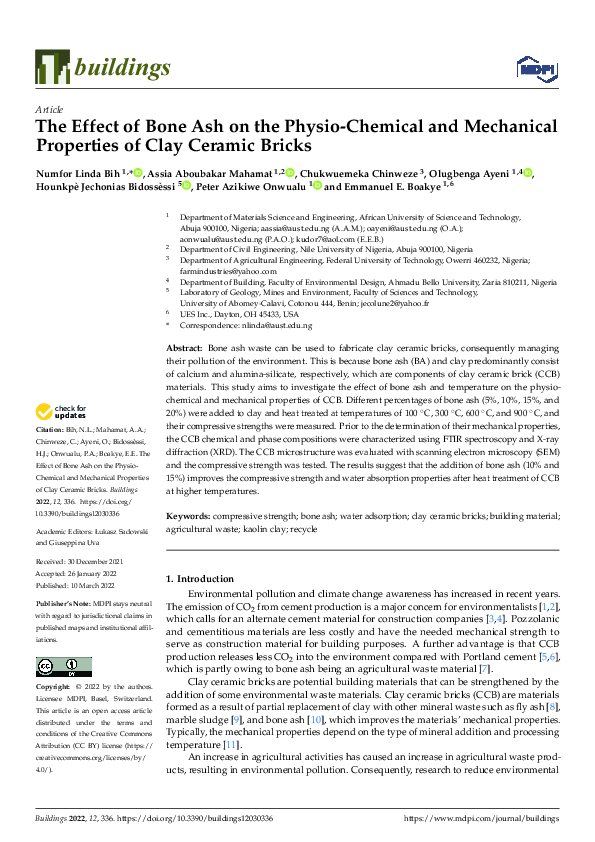 (PDF) The Effect of Bone Ash on the Physio-Chemical and Mechanical ...