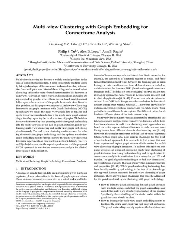 (PDF) Multi-view Clustering with Graph Embedding for Connectome Analysis