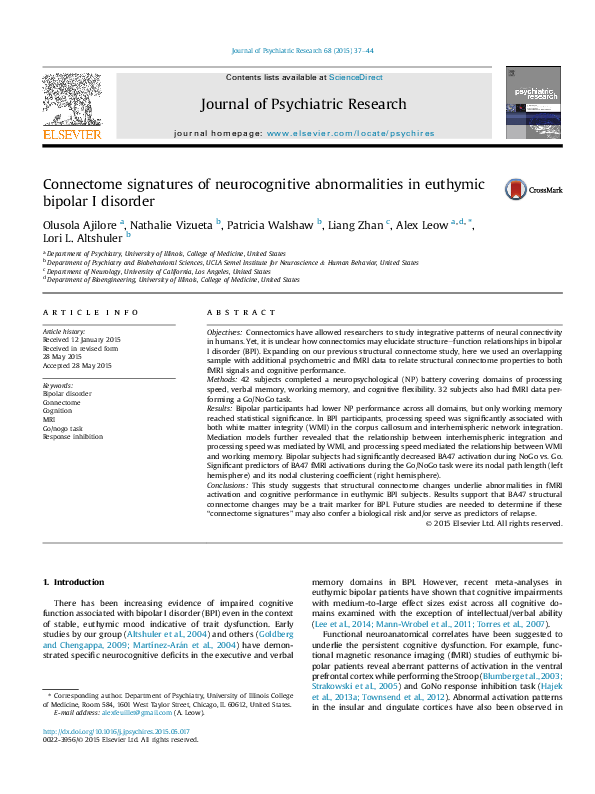 (PDF) Connectome signatures of neurocognitive abnormalities in euthymic ...