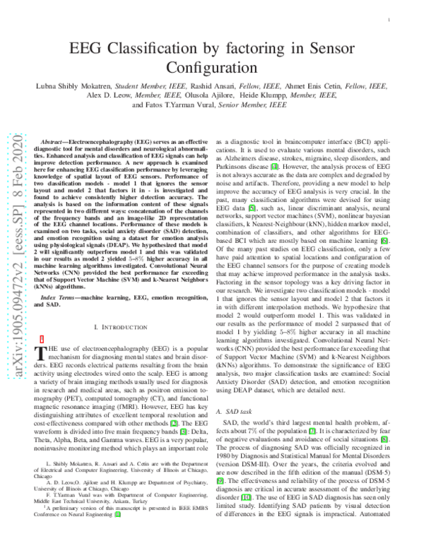(PDF) EEG Classification by factoring in Sensor Configuration