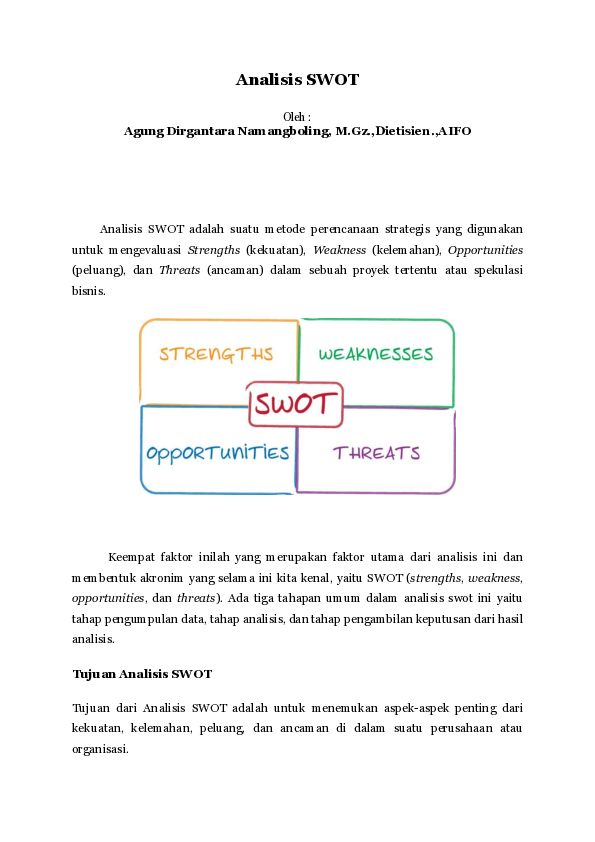 (PDF) ANALISIS SWOT