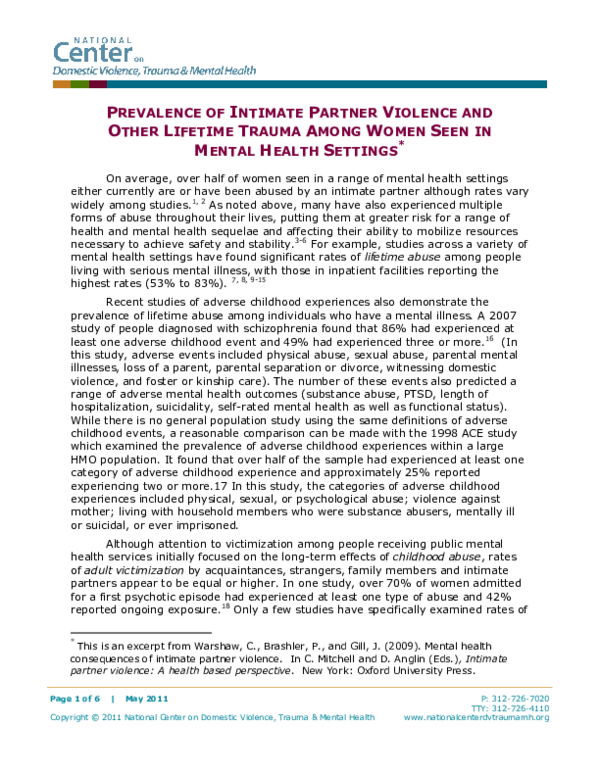 (PDF) Prevalence of Intimate Partner Violence and Other Lifetime Trauma ...