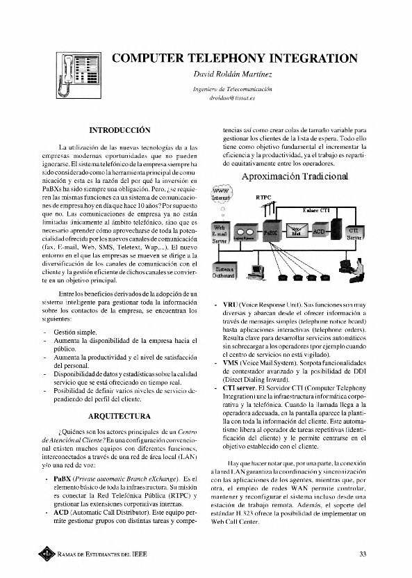 (PDF) Computer Telephony Integration