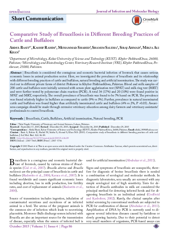 (PDF) Comparative Study of Brucellosis in Different Breeding Practices ...