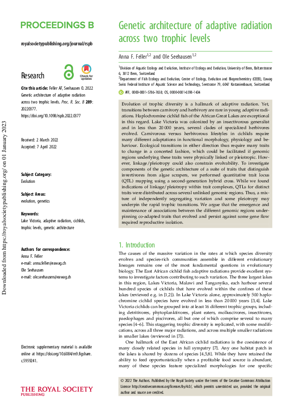 (PDF) Genetic architecture of adaptive radiation across two trophic levels
