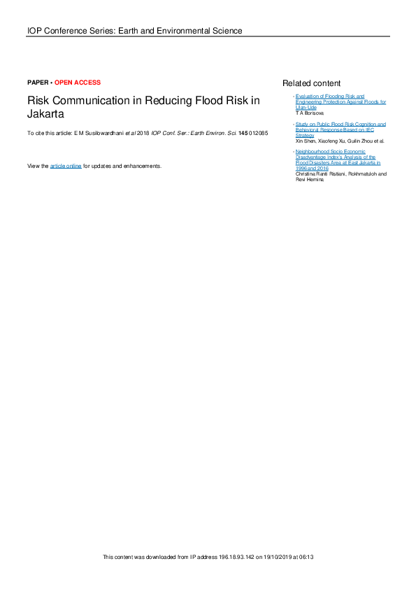 (PDF) Risk Communication in Reducing Flood Risk in Jakarta