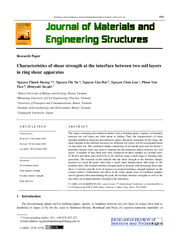 (PDF) Characteristics of shear strength at the interface between two ...