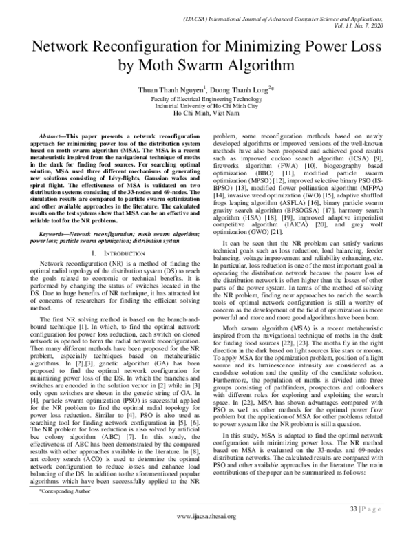(PDF) Network Reconfiguration for Minimizing Power Loss by Moth Swarm ...