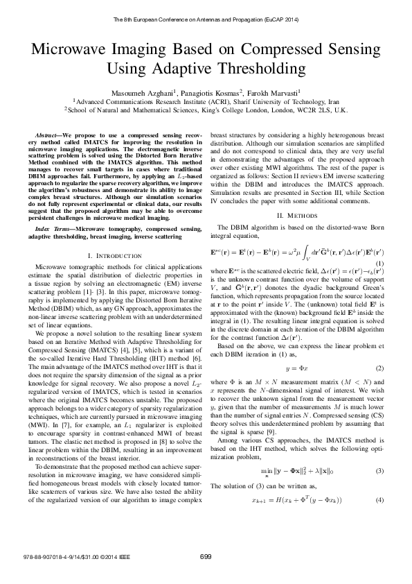 (PDF) Microwave imaging based on compressed sensing using adaptive ...