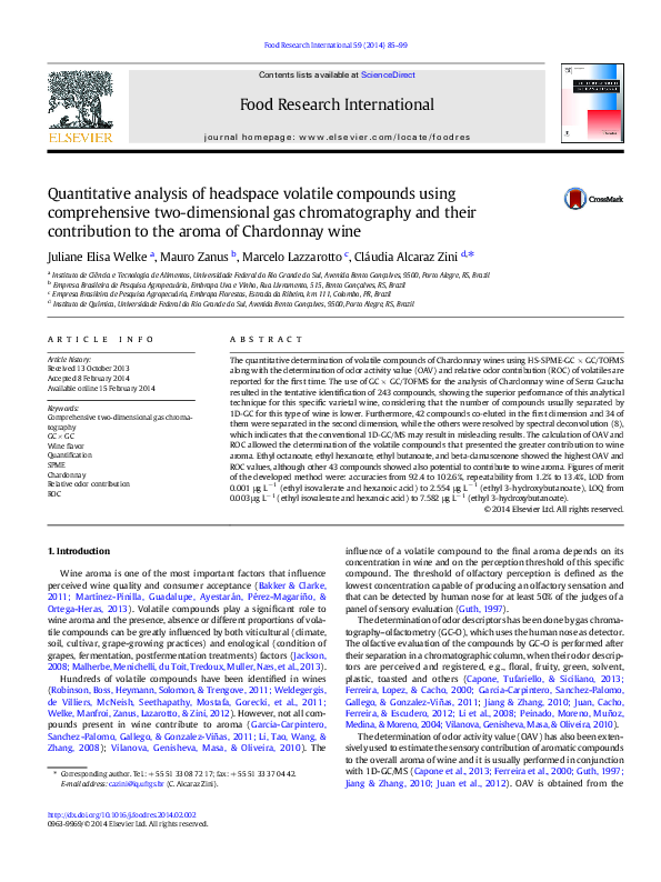 (PDF) Quantitative analysis of headspace volatile compounds using ...