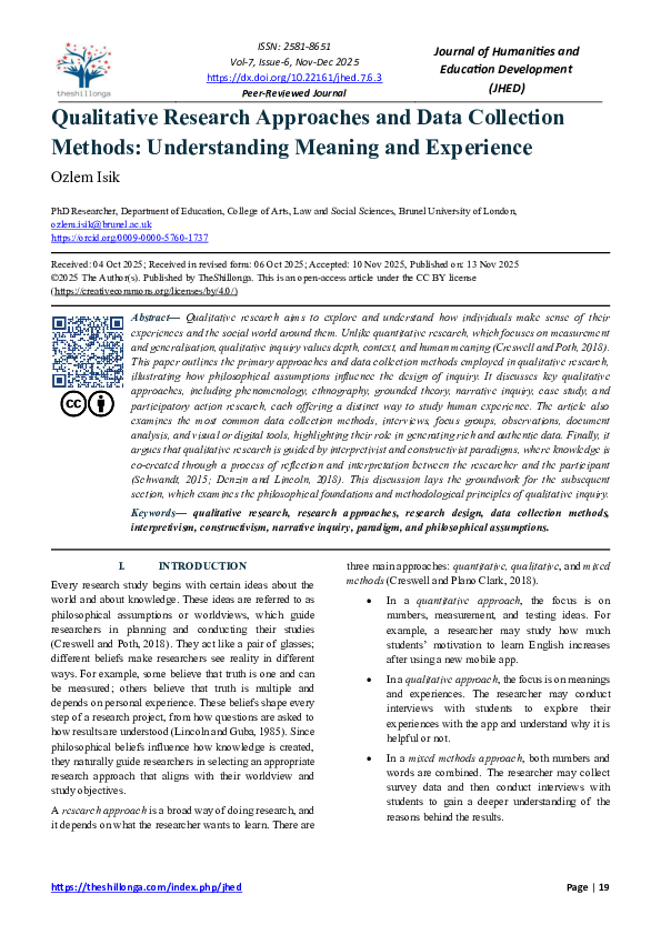 (PDF) Qualitative Research Approaches and Data Collection Methods ...