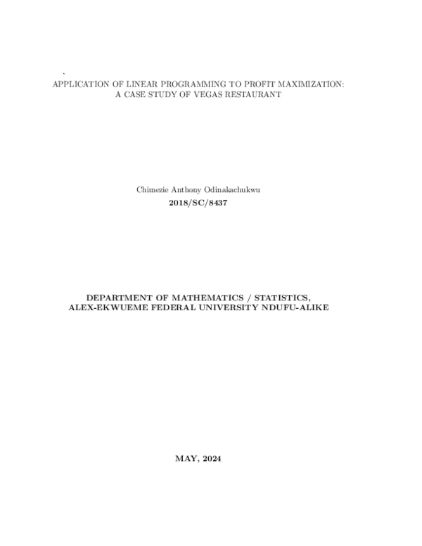(PDF) APPLICATION OF LINEAR PROGRAMMING TO PROFIT MAXIMIZATION: A CASE ...