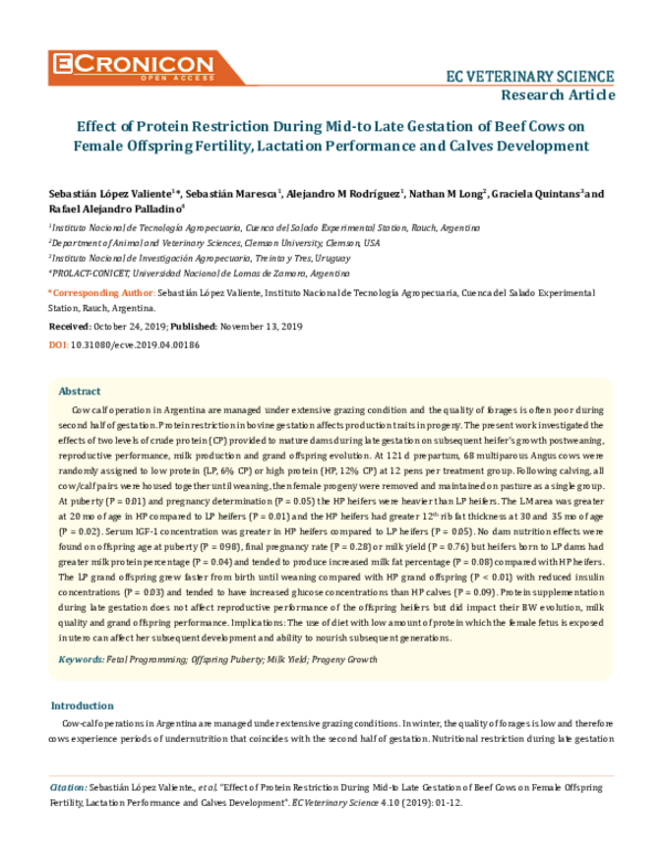 (PDF) Effect of Protein Restriction During Mid-to Late Gestation of ...