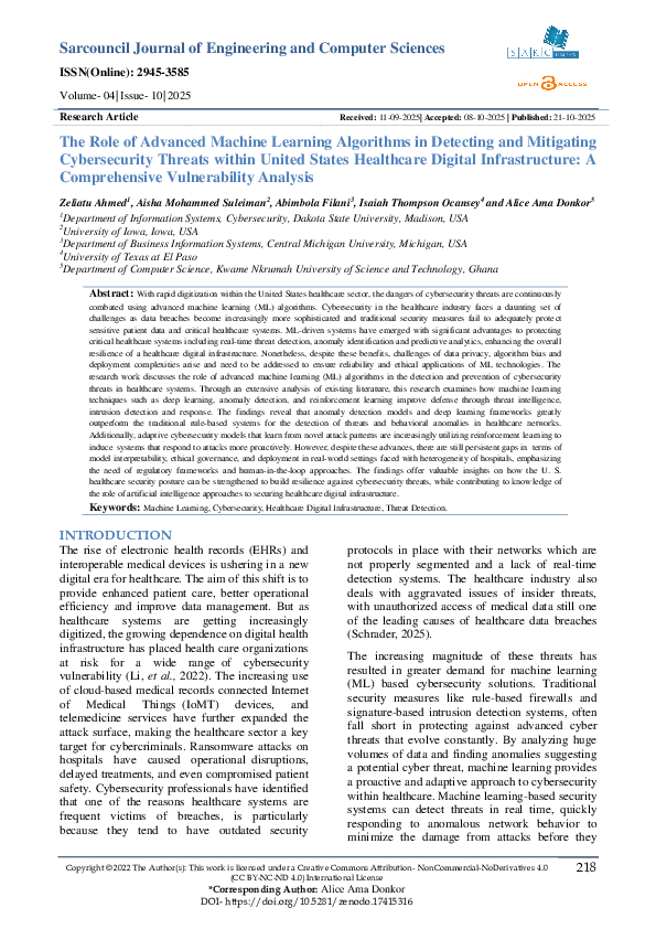 (PDF) The Role of Advanced Machine Learning Algorithms in Detecting and ...