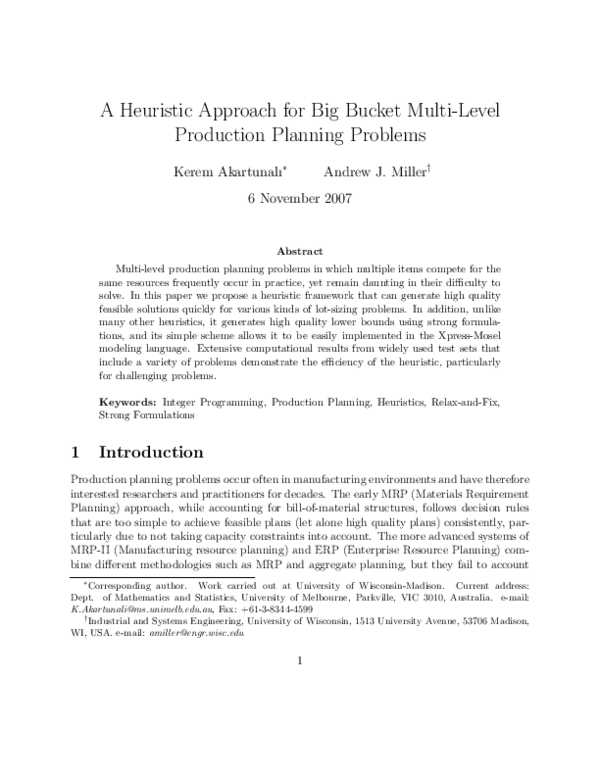 (PDF) A heuristic approach for big bucket multi-level production ...