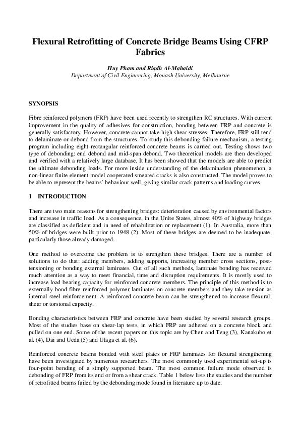 (PDF) Flexural retrofitting of concrete bridge beams using CFRP fabrics