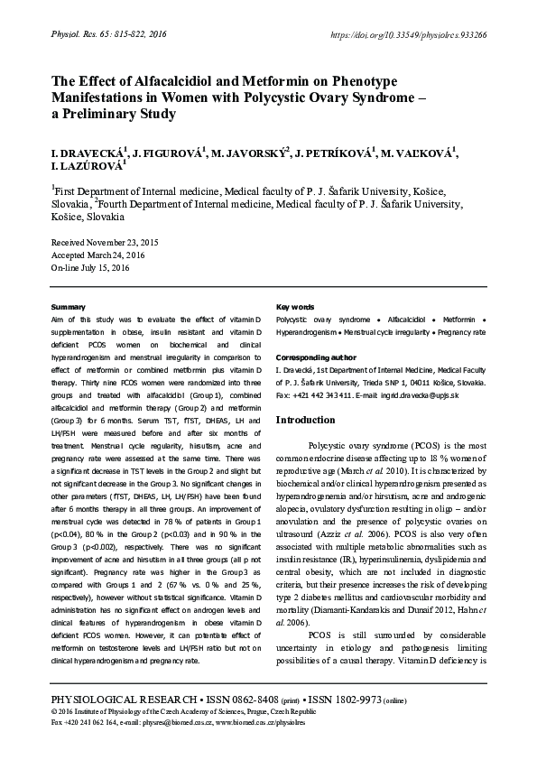 (PDF) The Effect of Alfacalcidiol and Metformin on Phenotype ...