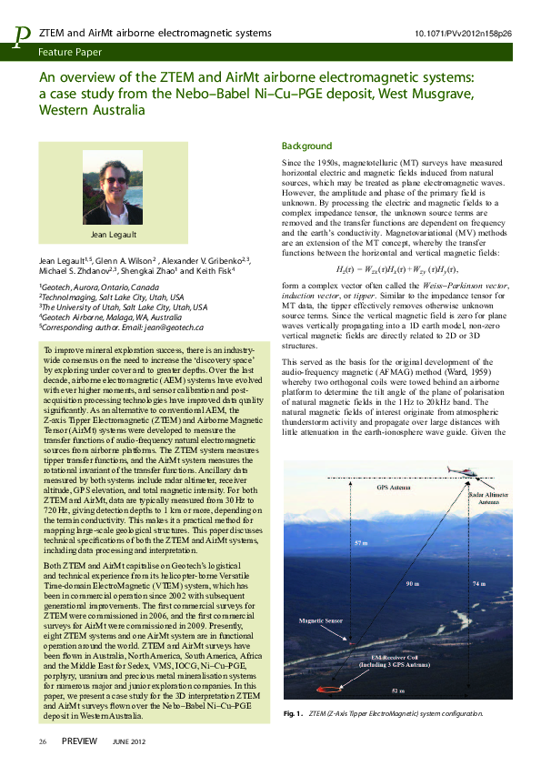 (PDF) ZTEM and AirMt airborne electromagnetic systems