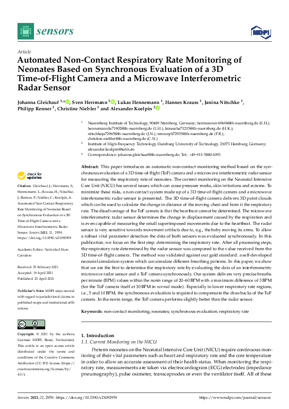 (PDF) Automated Non-Contact Respiratory Rate Monitoring of Neonates ...