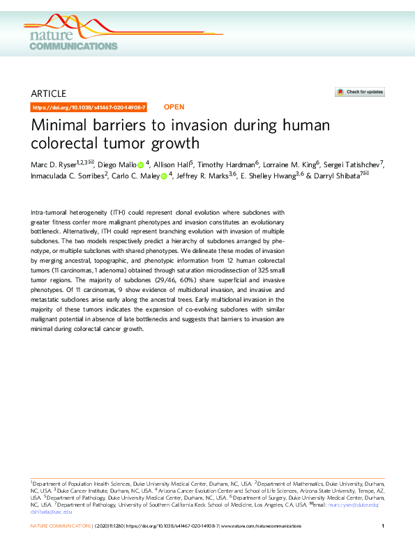 (PDF) Minimal barriers to invasion during human colorectal tumor growth