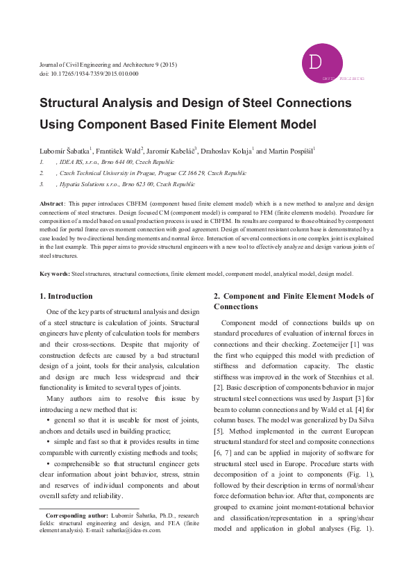 (PDF) Structural Analysis and Design of Steel Connections Using ...
